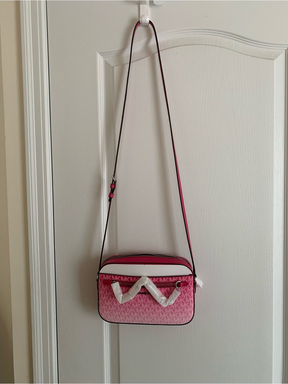 Michael Kors Pink Monogram Crossbody Camera Bag